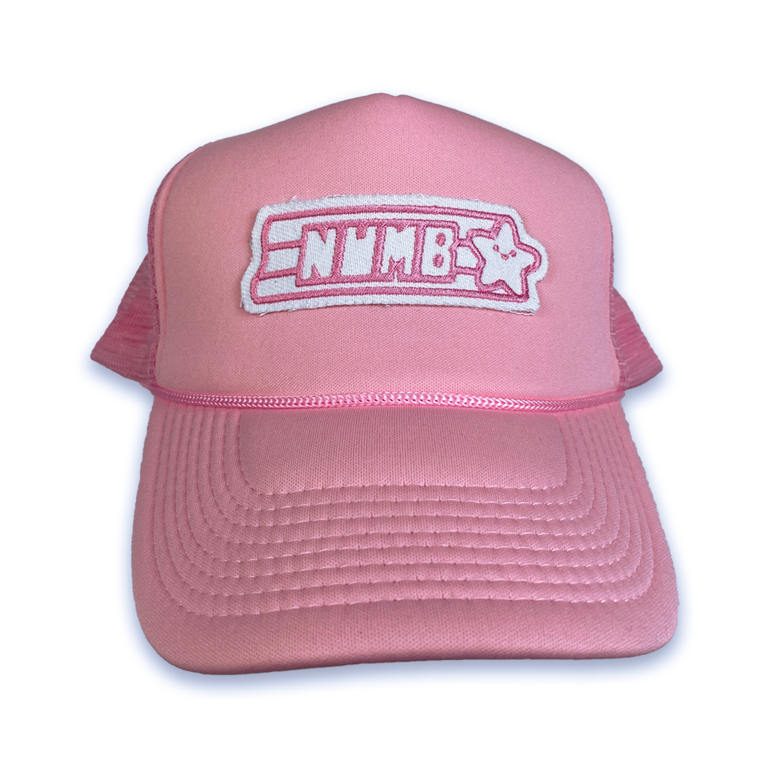 Embroidered pink trucker hat