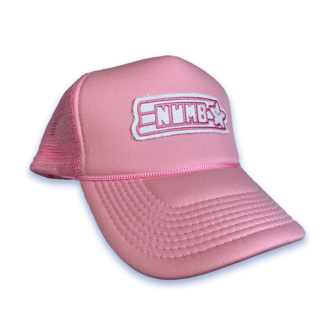 Embroidered pink trucker hat