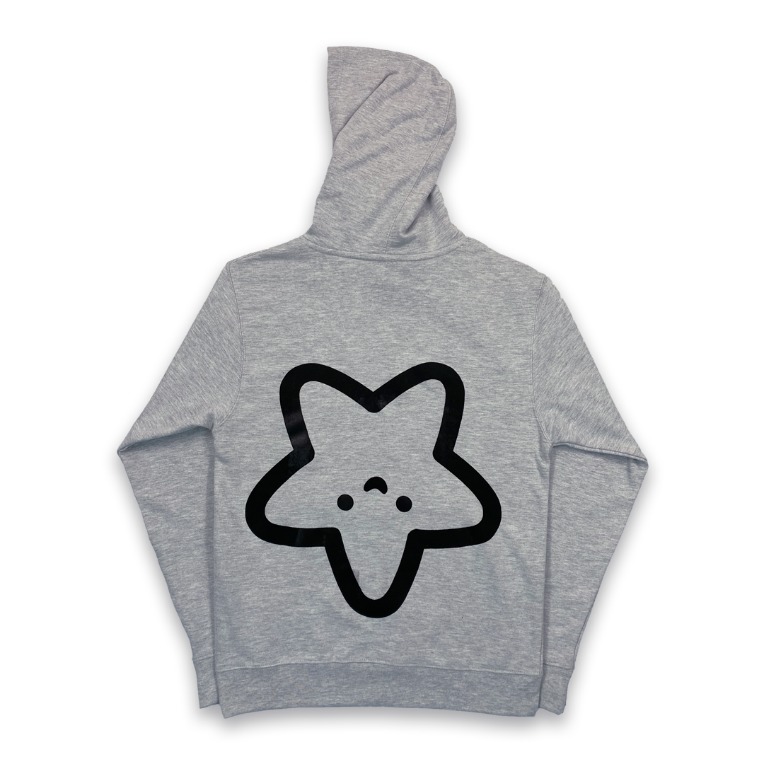 Heather gray hoodie black screenprint