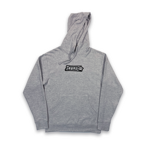 Heather gray hoodie black screenprint