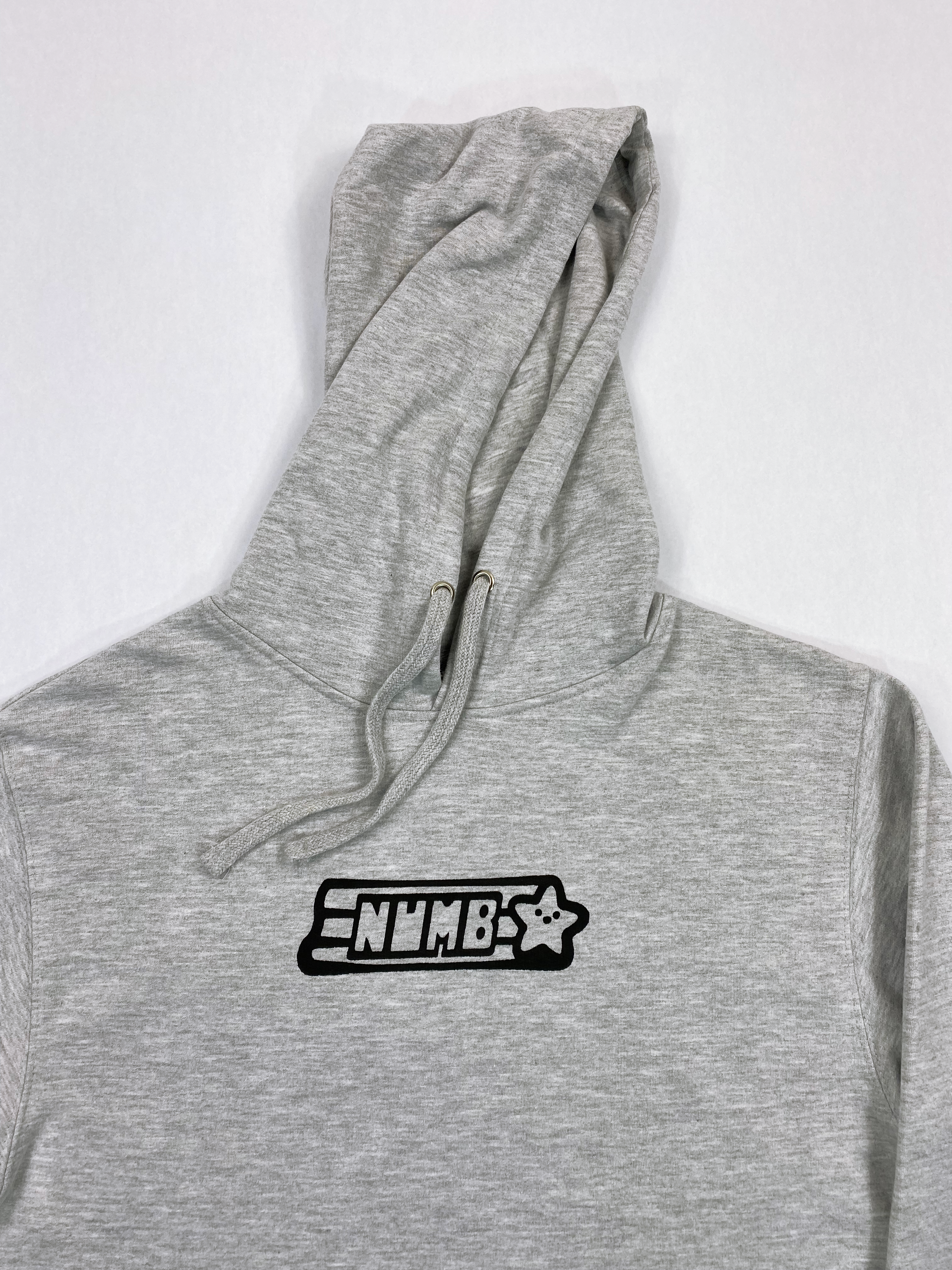 Heather gray hoodie black screenprint