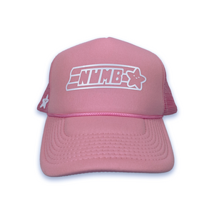 Pink trucker hat white vinyl