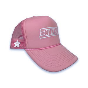 Pink trucker hat white vinyl