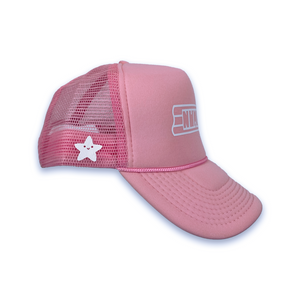 Pink trucker hat white vinyl